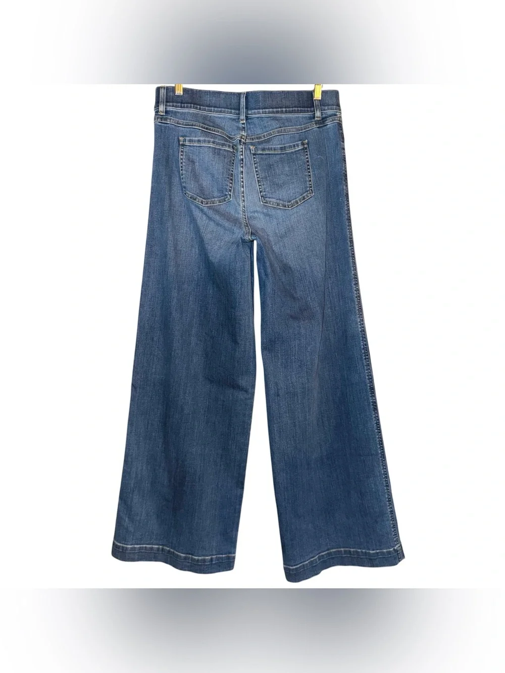SPANX Seamed Front Wide Leg Denim Vintage Indigo Pull-on Jeans Size L #20407R